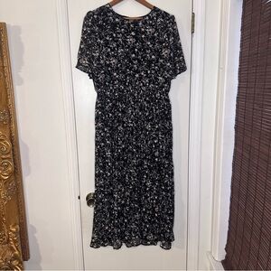 Hayden Black and White Floral Midi Dress